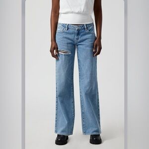 Pacsun Medium Indigo Ripped Low Rise Girlfriend Jeans